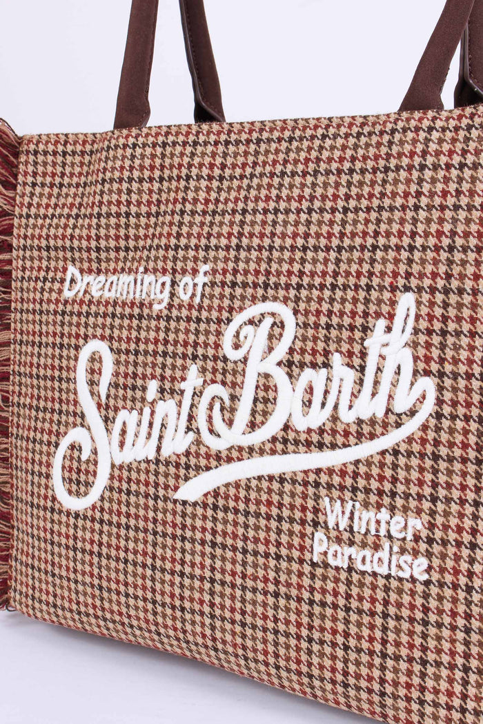 Borsa Tracolla Pied De Poule Rosso/beige-4