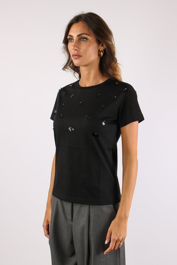 T-shirt Cotone Maxi Paillettes Nero-6