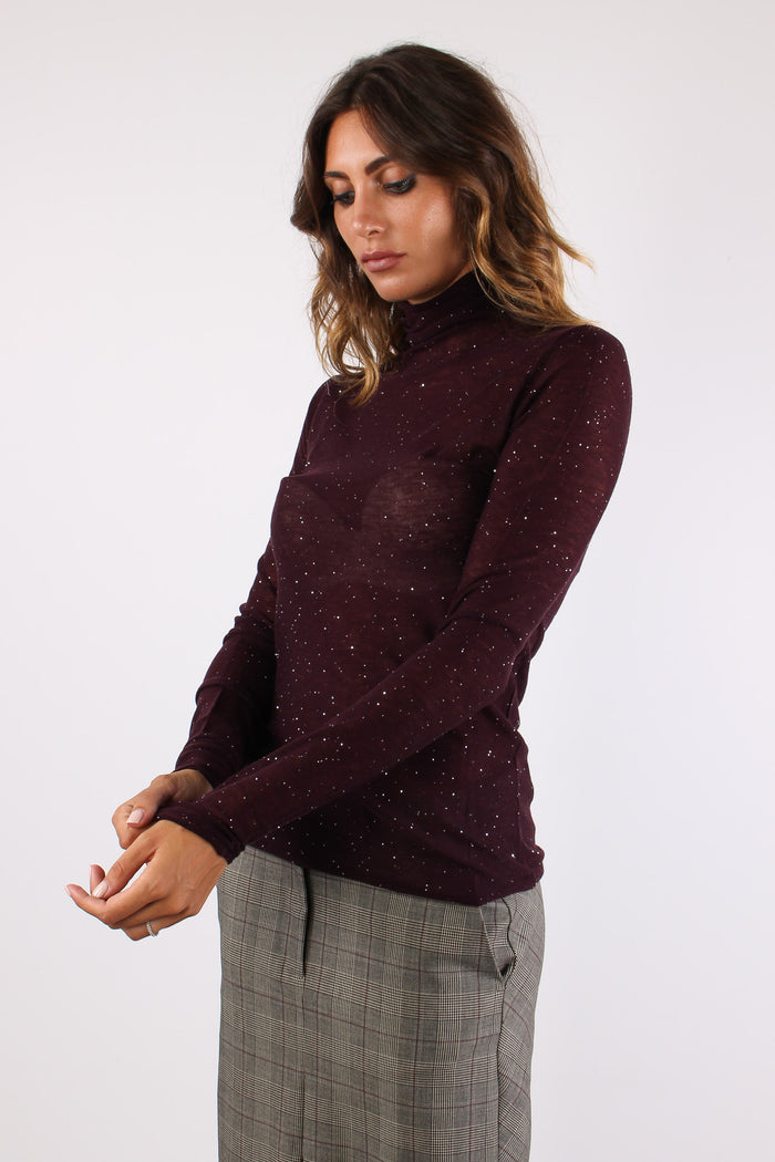 Moss Maglia Lana Paillettes Prugna-5