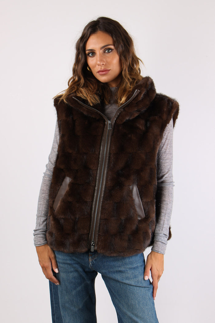 Glossinia Gilet Ecopelliccia Chicco Caffe-3