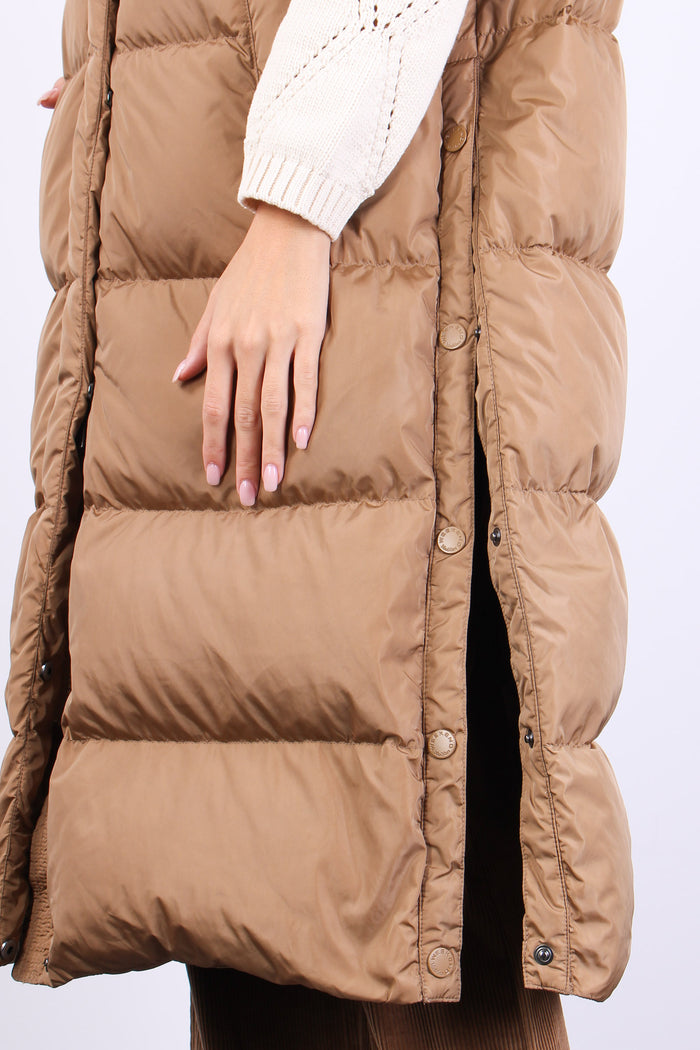 Zimino Gilet Lungo Bottoni Nocciola-6