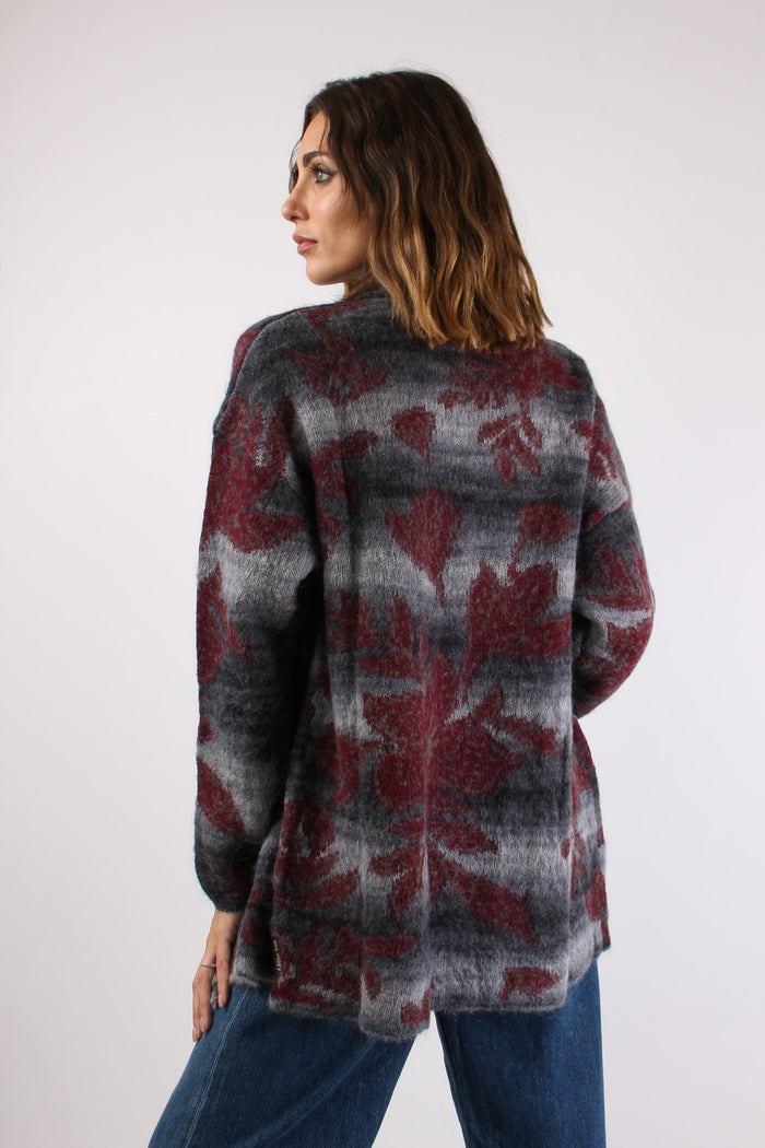 Cardigan Aperto Fiori Blu/grigio-7
