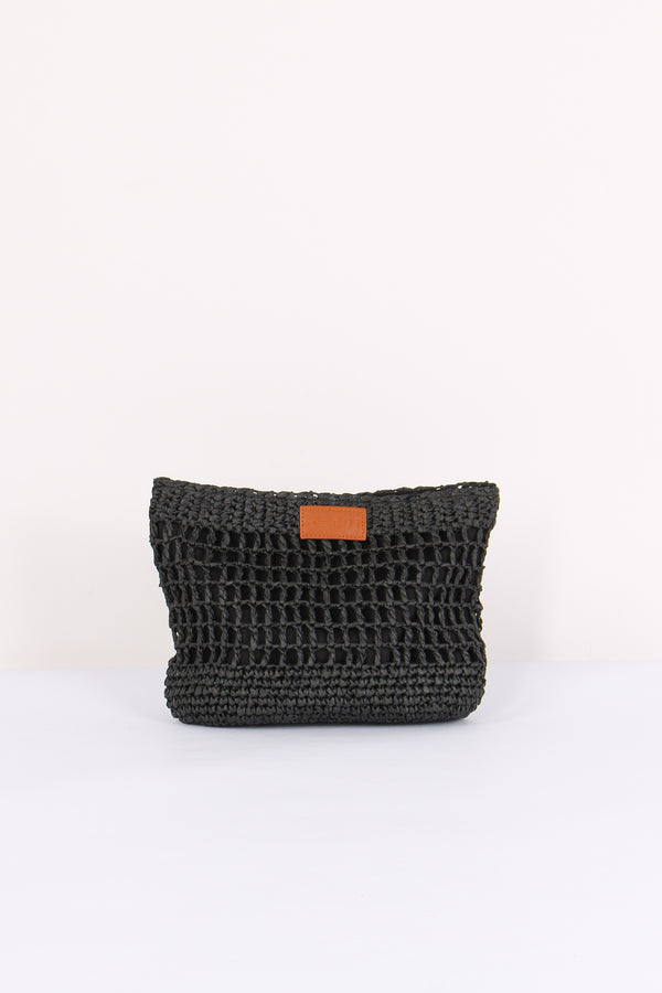 Maxi Pochette Rafia Nero
