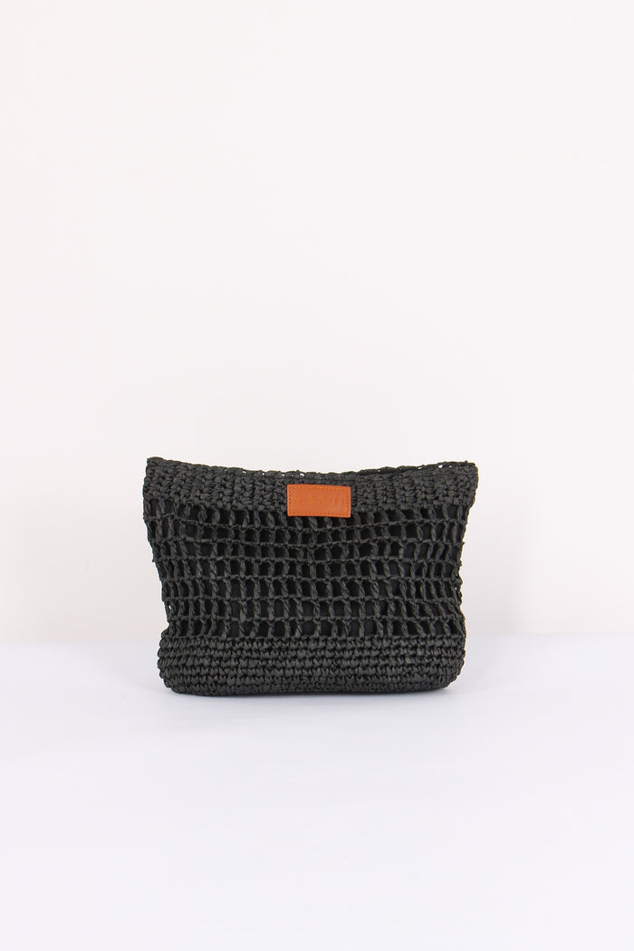 Maxi Pochette Rafia Nero