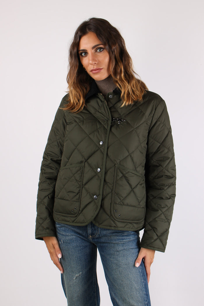 Giubbotto Trapuntato Collo Velluto Militare-2
