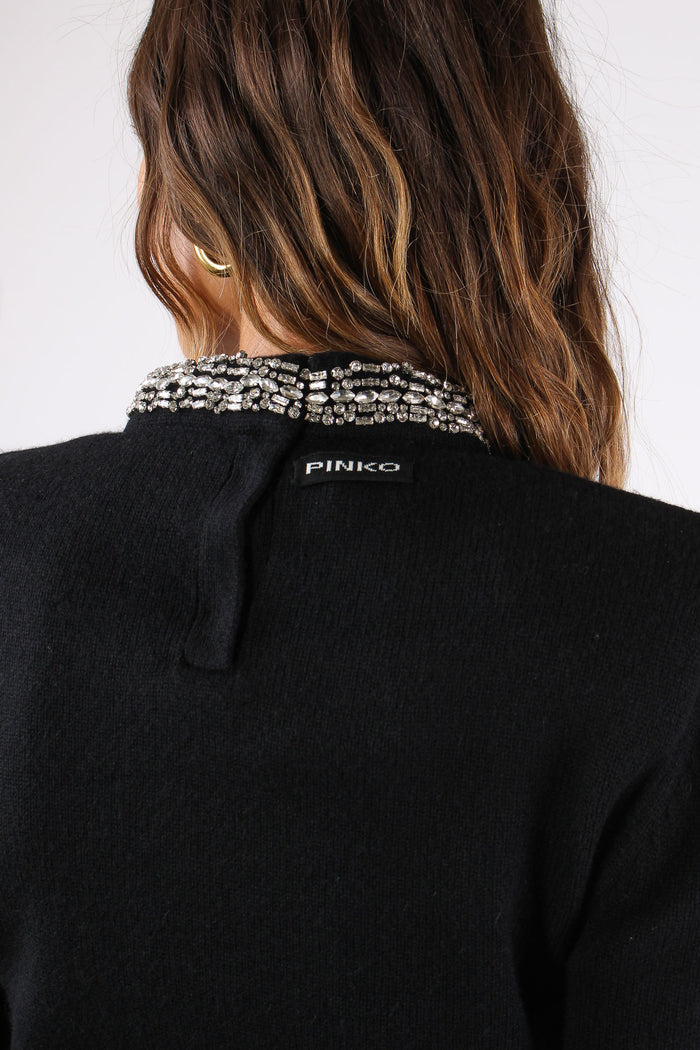 Berlino Maglia Cropped Collo G Nero Limousine-5