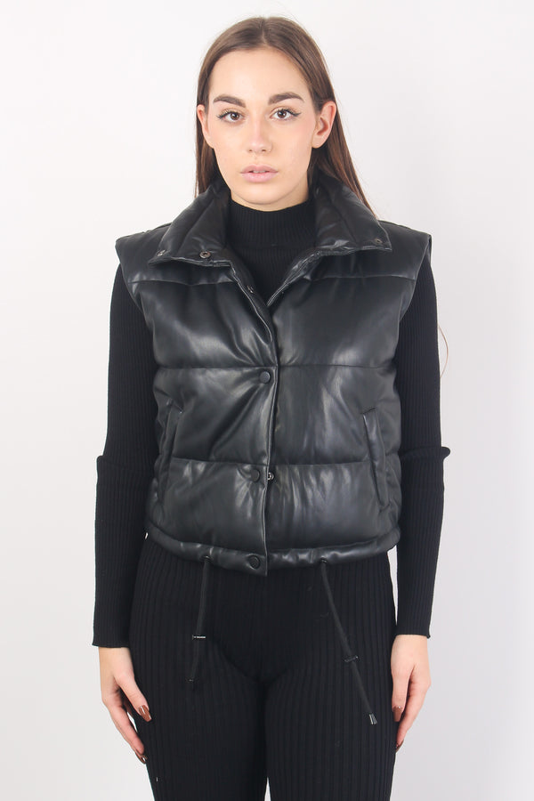 Gilet Piumino Ecopelle Black