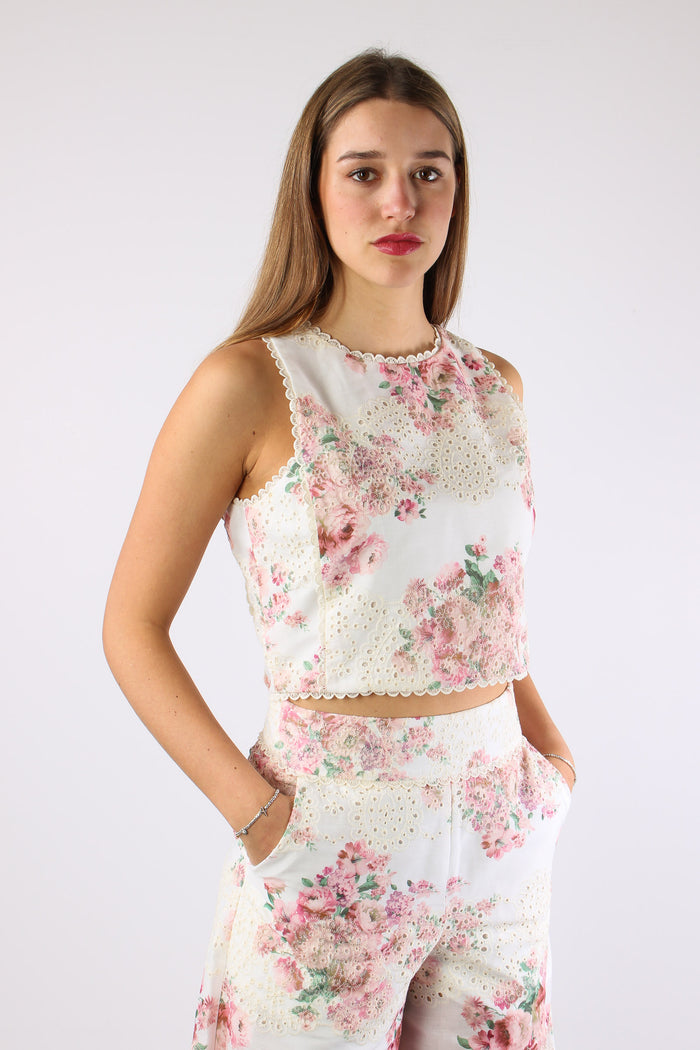 Top Sangallo Fantasia Fiori Bianco/rosa-7