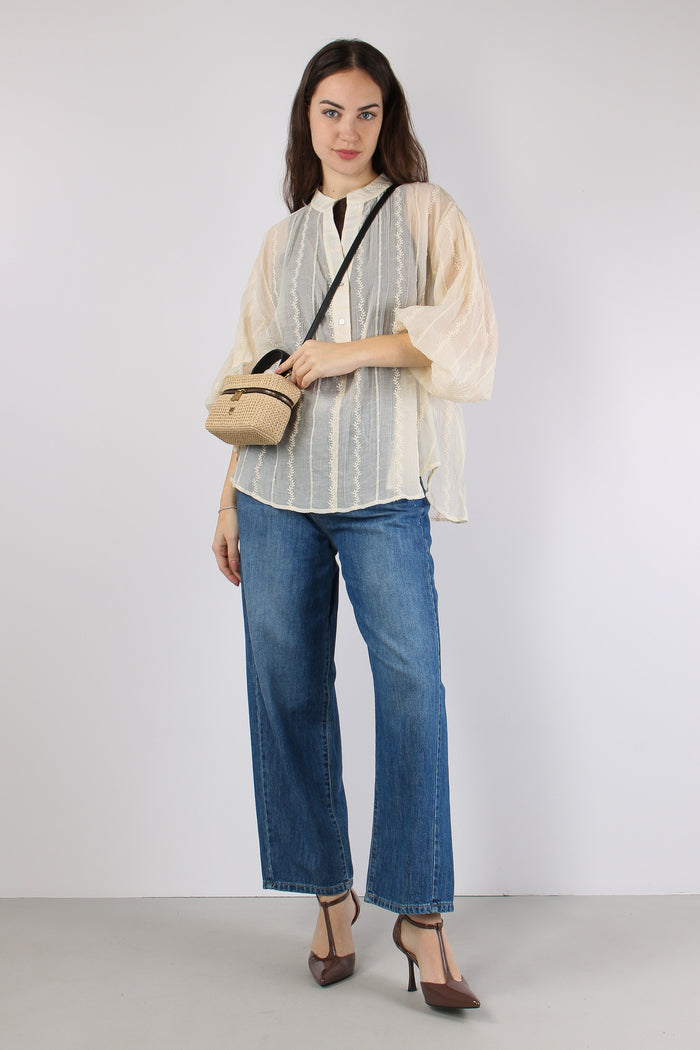 Camicia Mussola Ricami Avorio