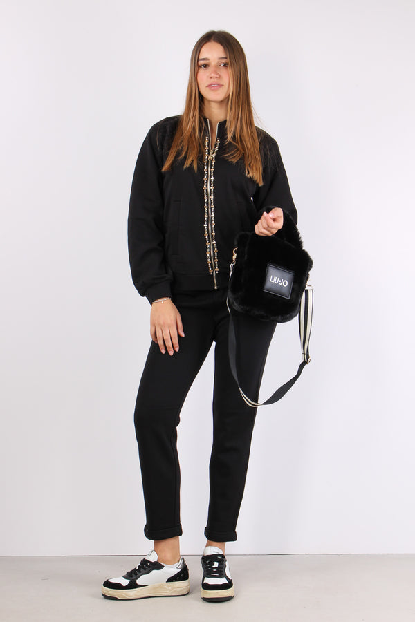 Felpa Zip Castone Nero