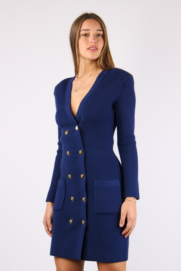 Robe Manteau Borchie Maglia Inchiostro-2