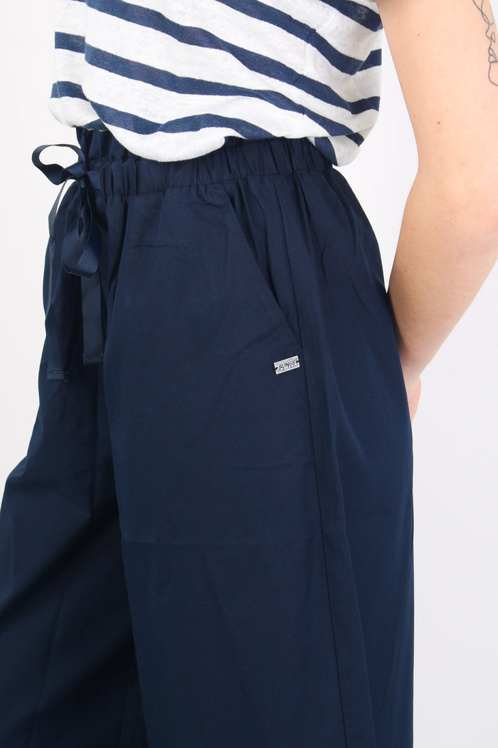 Pantalone Cotone Cropped Navy Blue-10