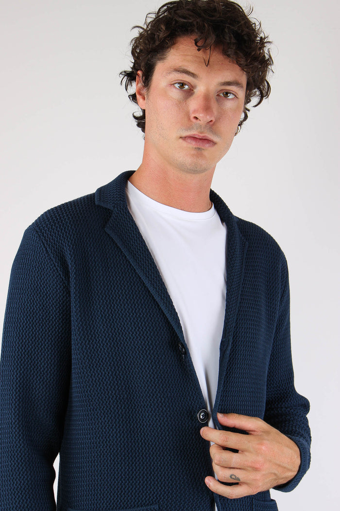 Cardigan Tessuto Lavorato Blu-8