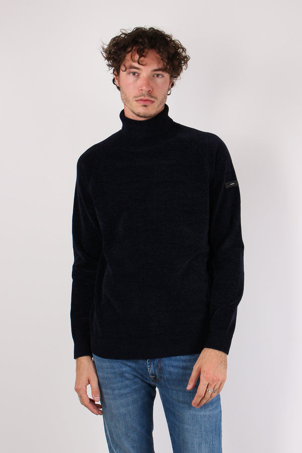 Maglia Collo Alto Ciniglia Blu Navy