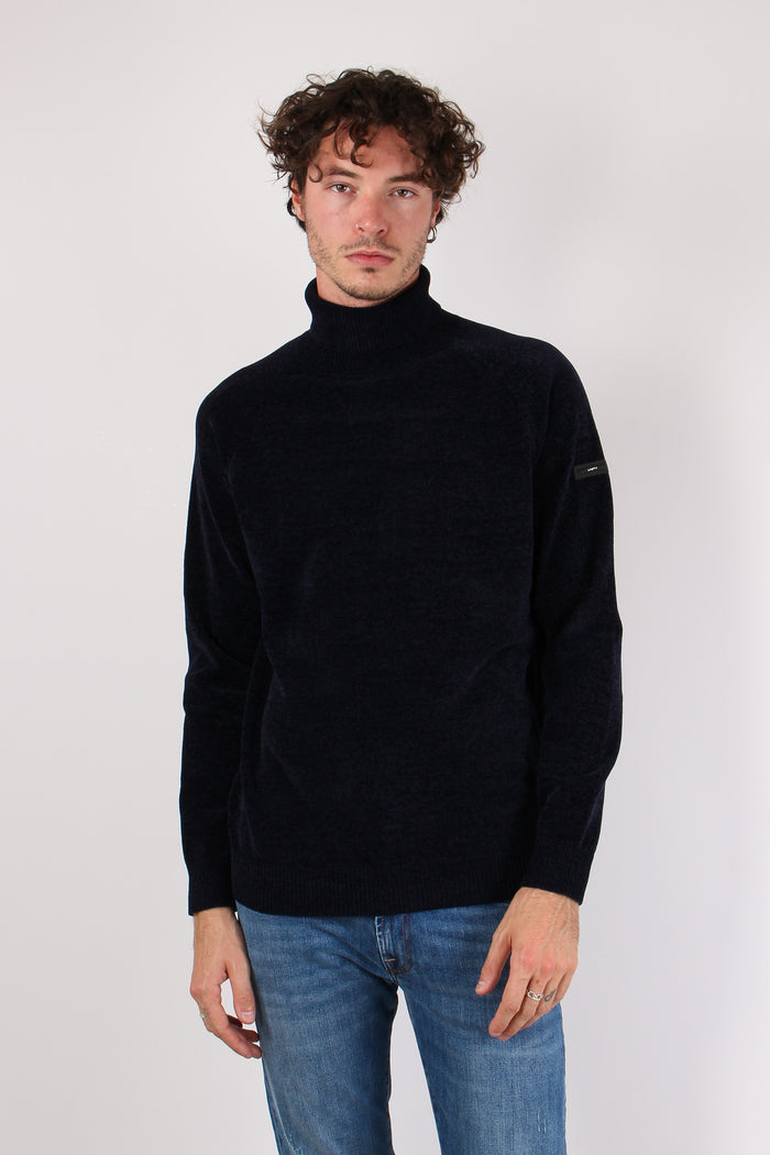 Maglia Collo Alto Ciniglia Blu Navy