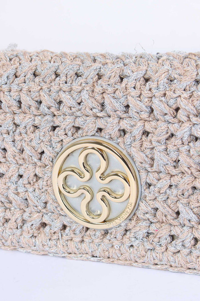 Greta Pochette Crochet Laminat Argento-9