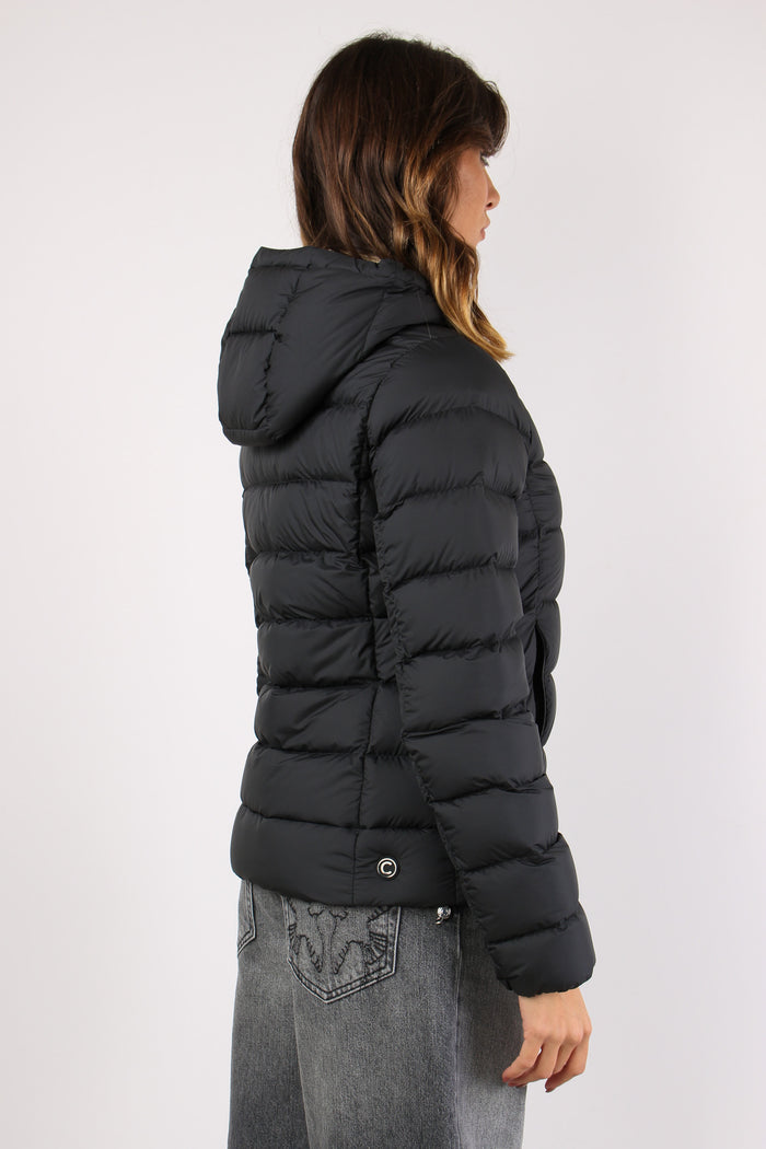 Piumino Corto Tessuto Opaco Nero-7