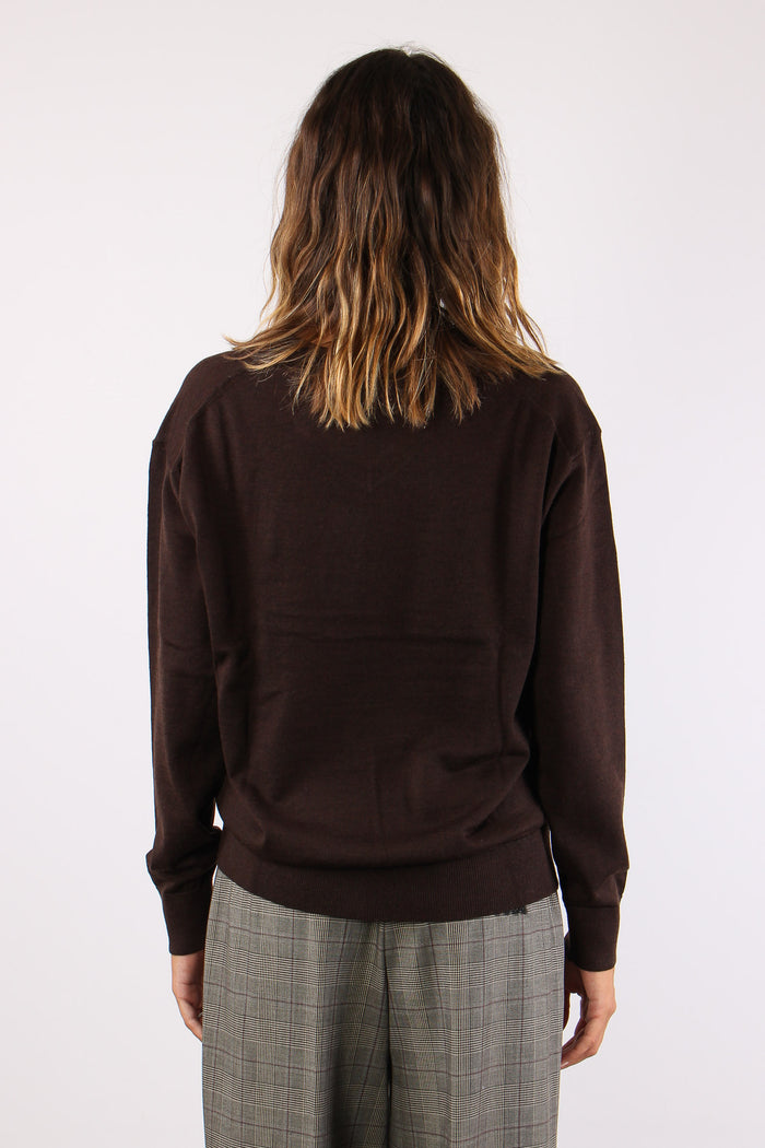 Maglia Scavo V  Lana Merinos Chocolate Melange-5