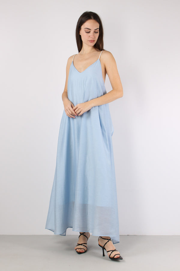 Abito Lungo Spallina Corda Celeste