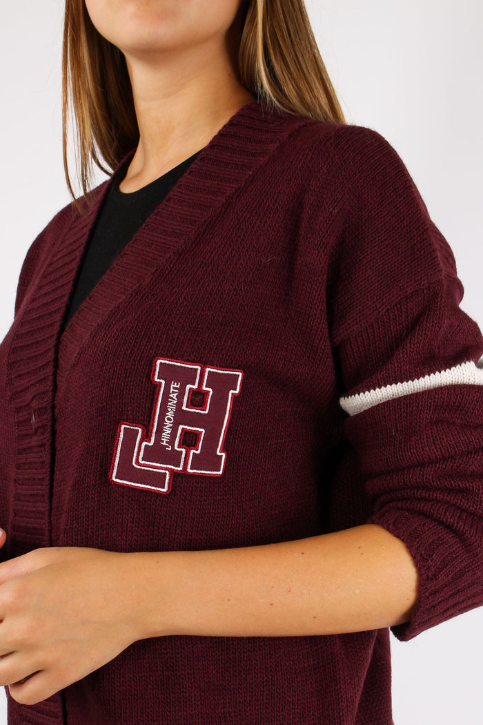 Cardigan Lana Bottoni Patch Bordeaux-7