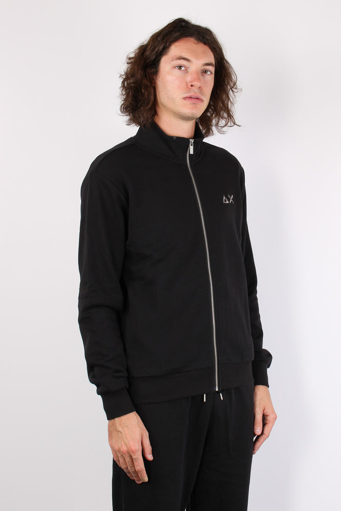 Maglia Cotone Full Zip Nero-4