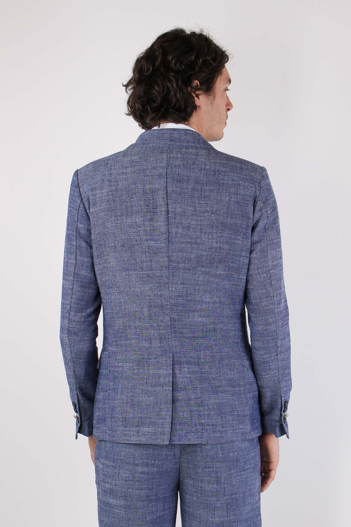 Giacca Misto Lino Blu-5