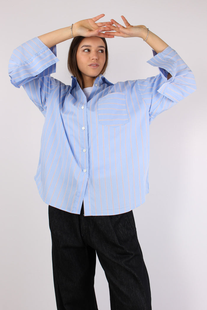 Camicia Riga Scritta Schiena Azzurro-6