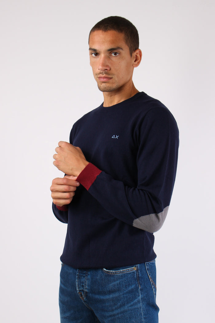 Maglia Misto Lana Toppa Contra Navy Blue-3
