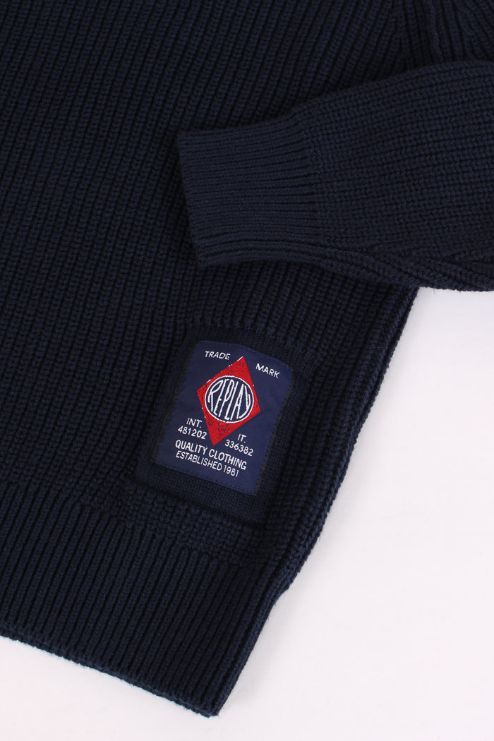 Pullover Coste Cappuccio Blu-3