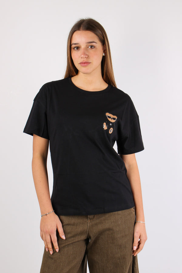 T-shirt Stampa Orso Laterale Nero/bear-2