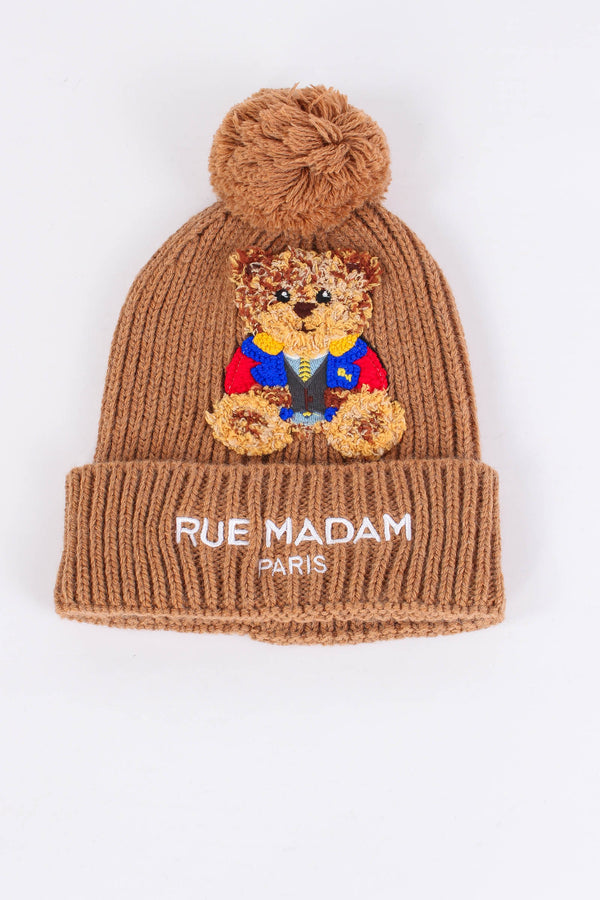 Cuffia Orsetto Pon Pon Camel