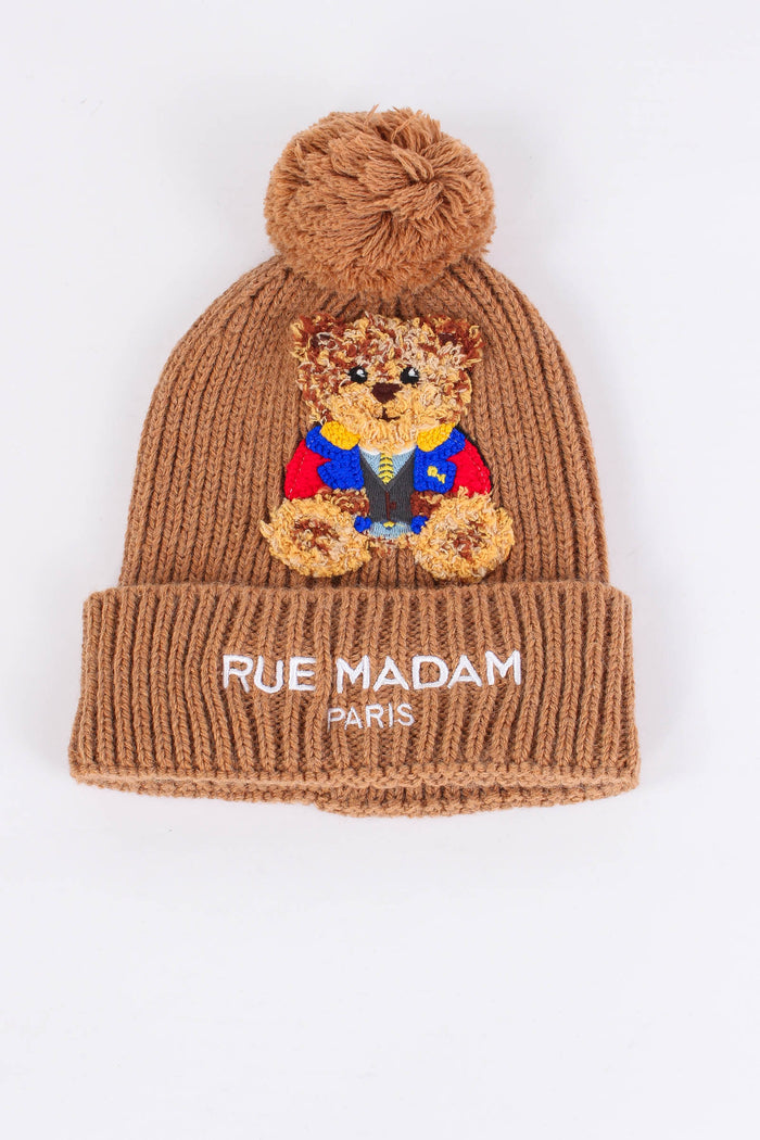 Cuffia Orsetto Pon Pon Camel