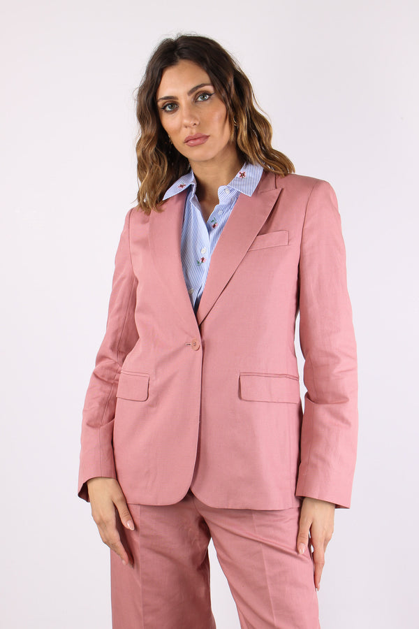 Orche Giacca Monopetto Misto Lino Rose-2