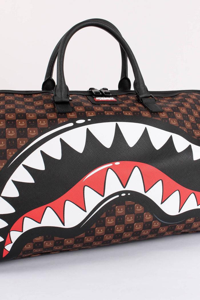 Duffle Shark In Paris Check Marrone-4