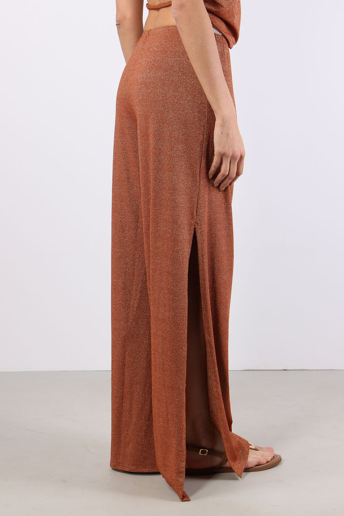 Pantalone Lurex Spacchi Laterali Ruggine-7