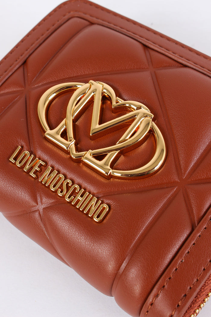 Zip Around Piccolo Matelasse Castagna-4