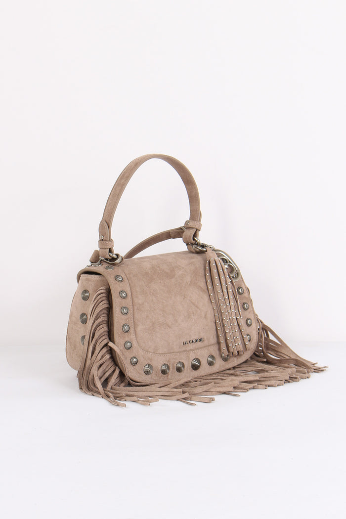 Borsa 1 Manico Suede Borchie Taupe-7