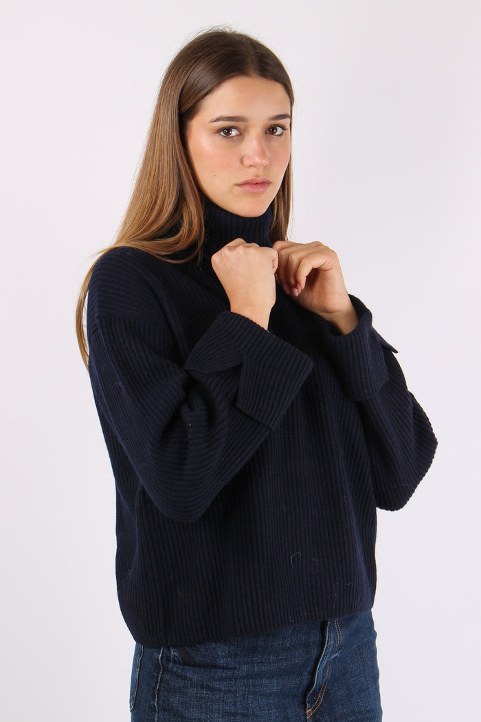 Maglia Collo Alto Costa Ingles Navy Blue-5