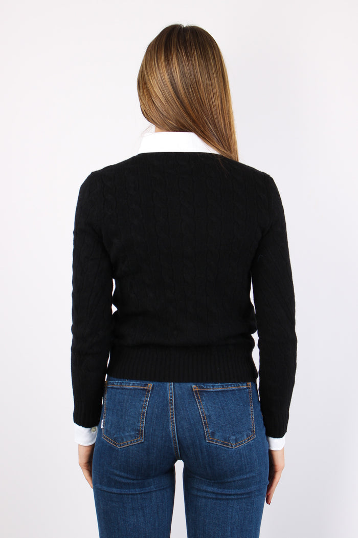 Pullover Girocollo Treccia Black-3