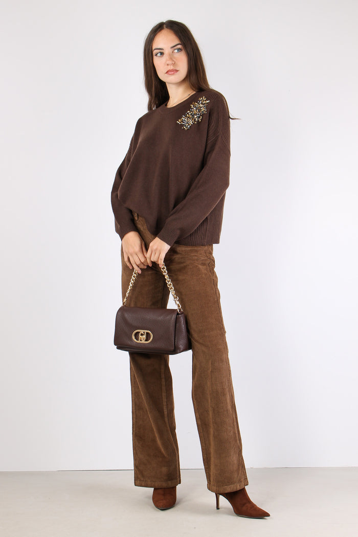 Maglia Girocollo Applicazioni Cioccolato/ricamo-6