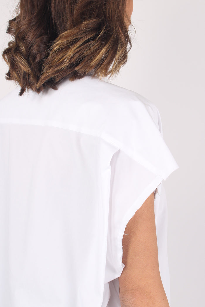 Camicia Over Cotone Bianco-5