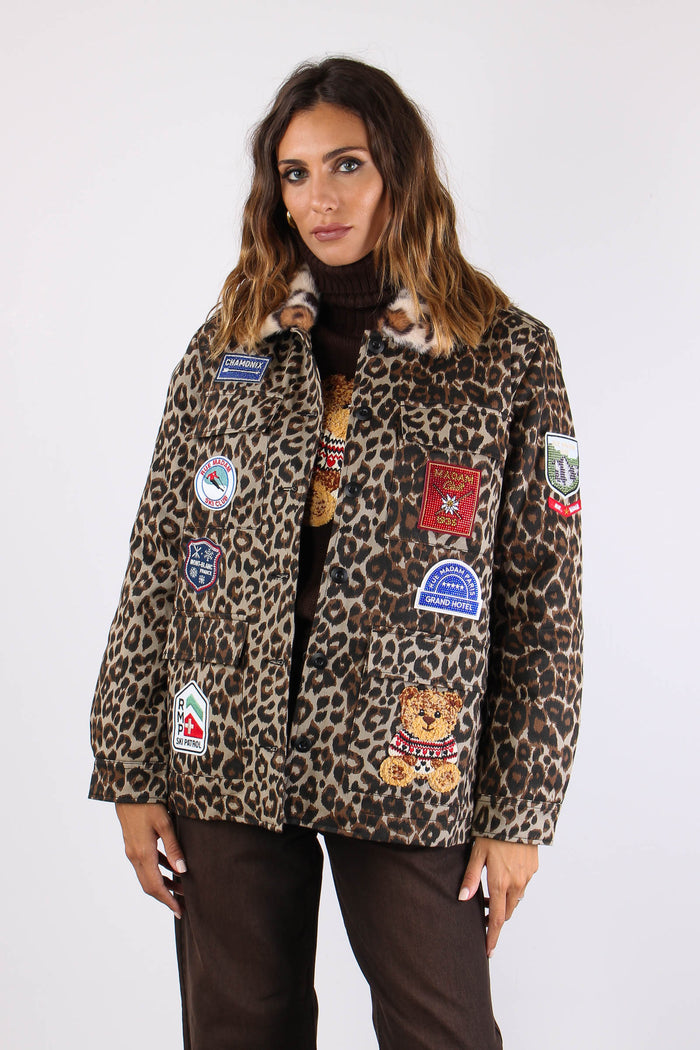 Giubbotto Ecopelliccia Patch Leopard-2