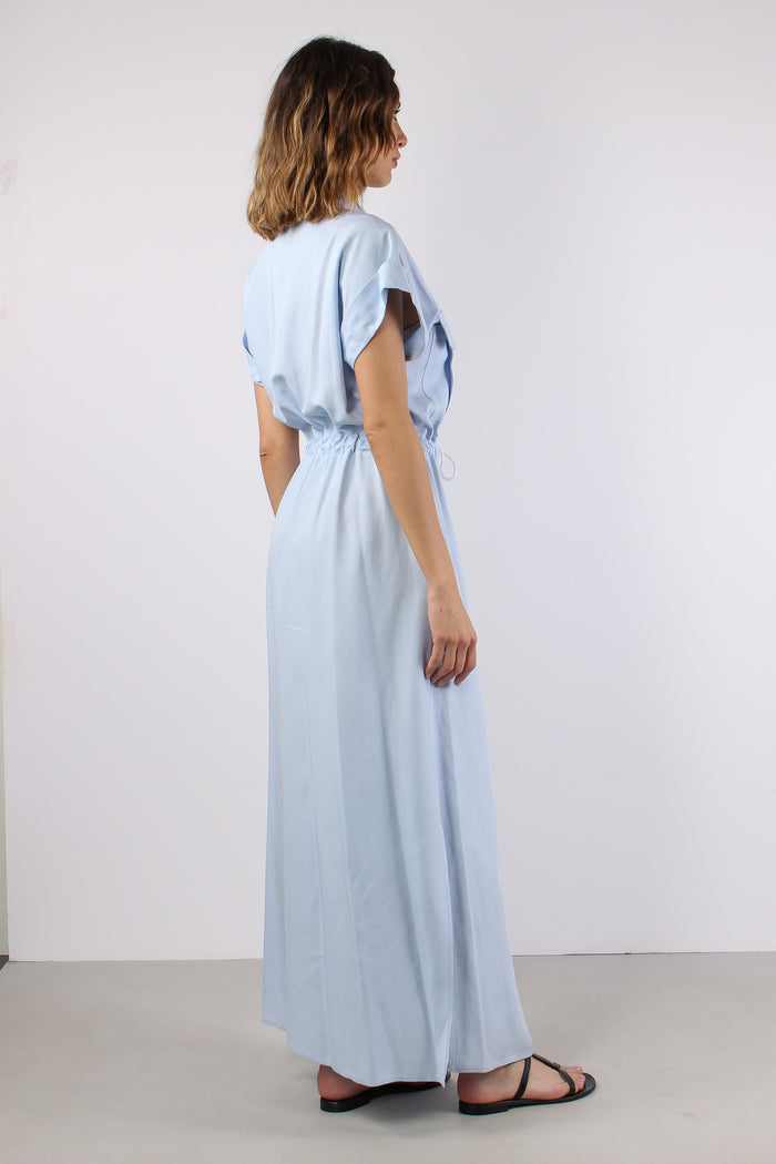 Abito Lungo Coulisse Celeste-9