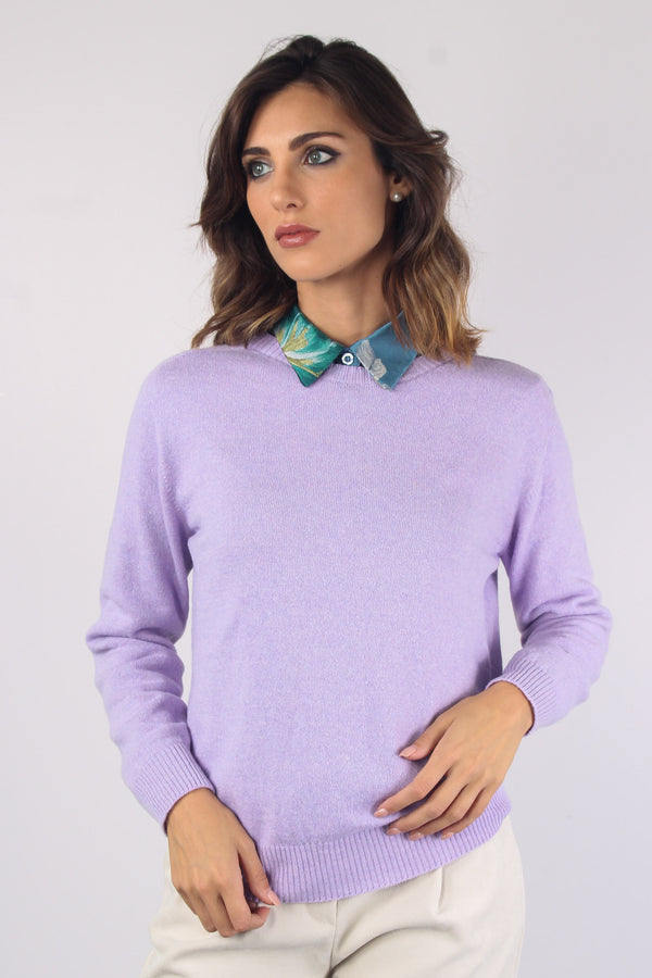 Girocollo Misto Cashmere Lilla