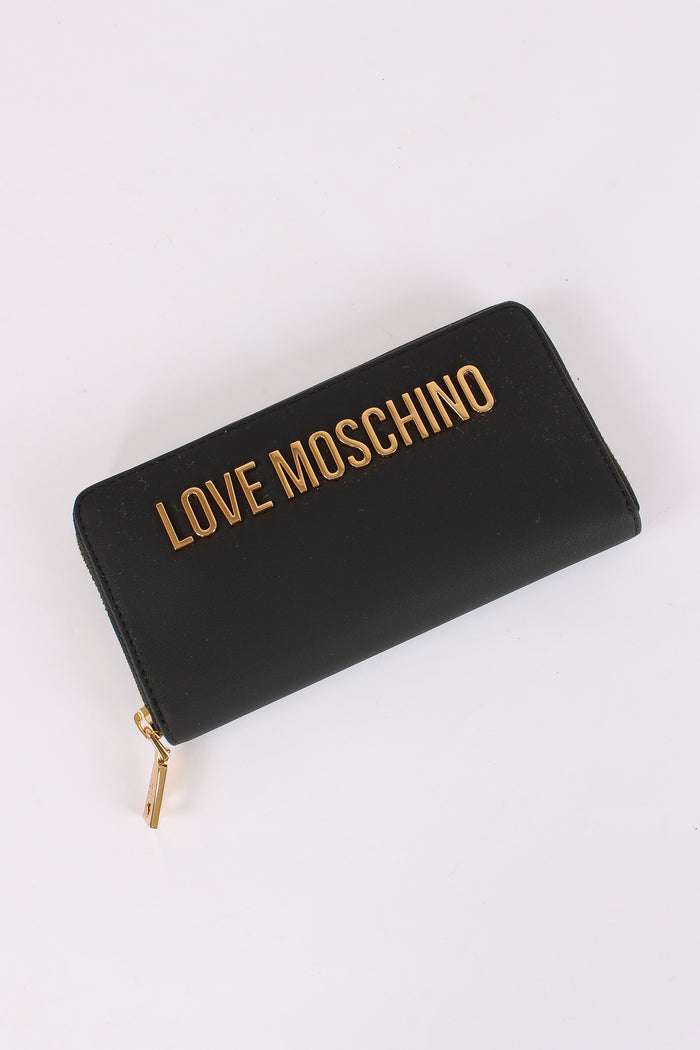 Zip Around Scritta Logo Nero/oro-5