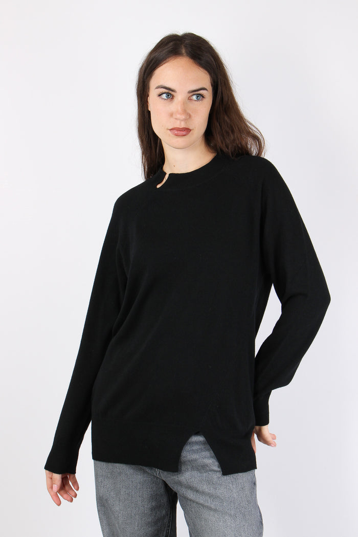 Maglia Misto Lana Spacco Nero-3