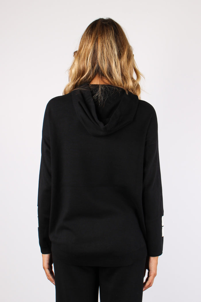 Maglia Tricot Over Cappuccio Nero/burro-3