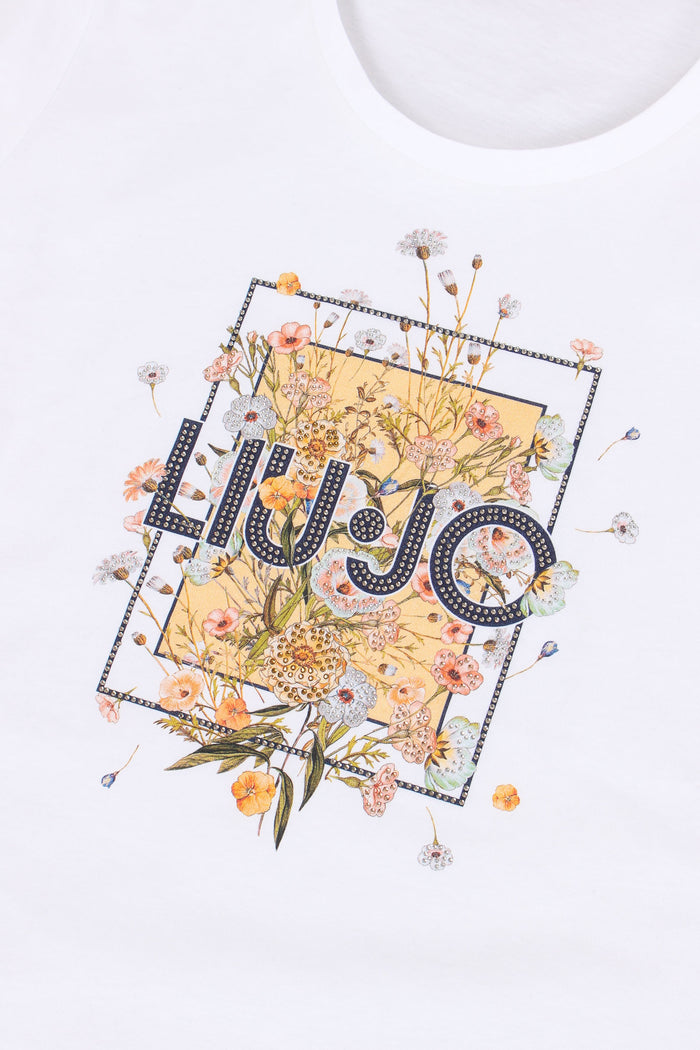 T-shirt Slim Fantasia Fiori Bianco/foulard-8