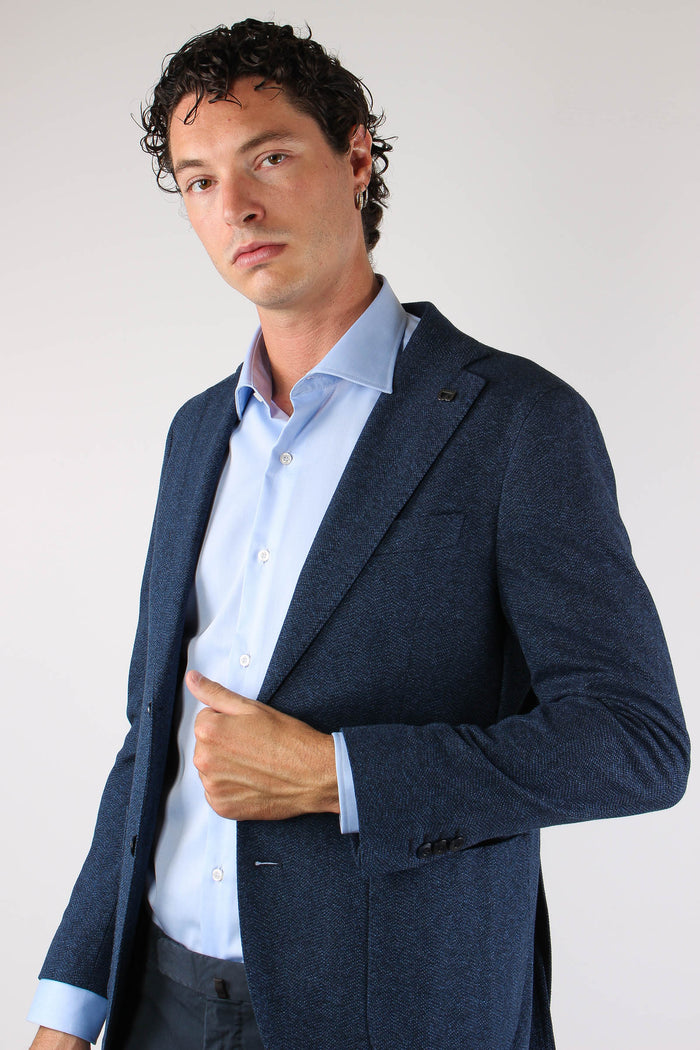 Giacca Monopetto Chevron Blu-4