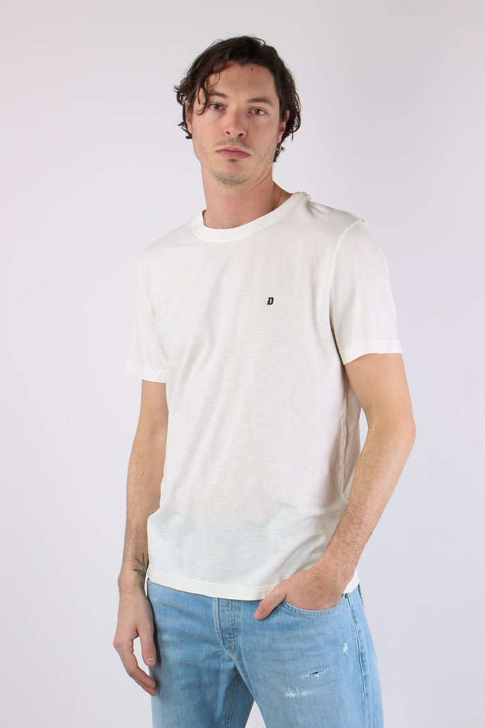 T-shirt Cotone Fiammato Logo Alabastro-3